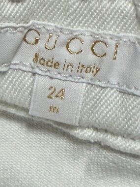 Gucci White Baby/Toddler Jeans with Gold Logo Snap